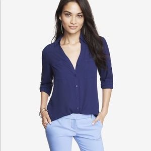 Express Navy Portofino Slim Shirt - Size Med